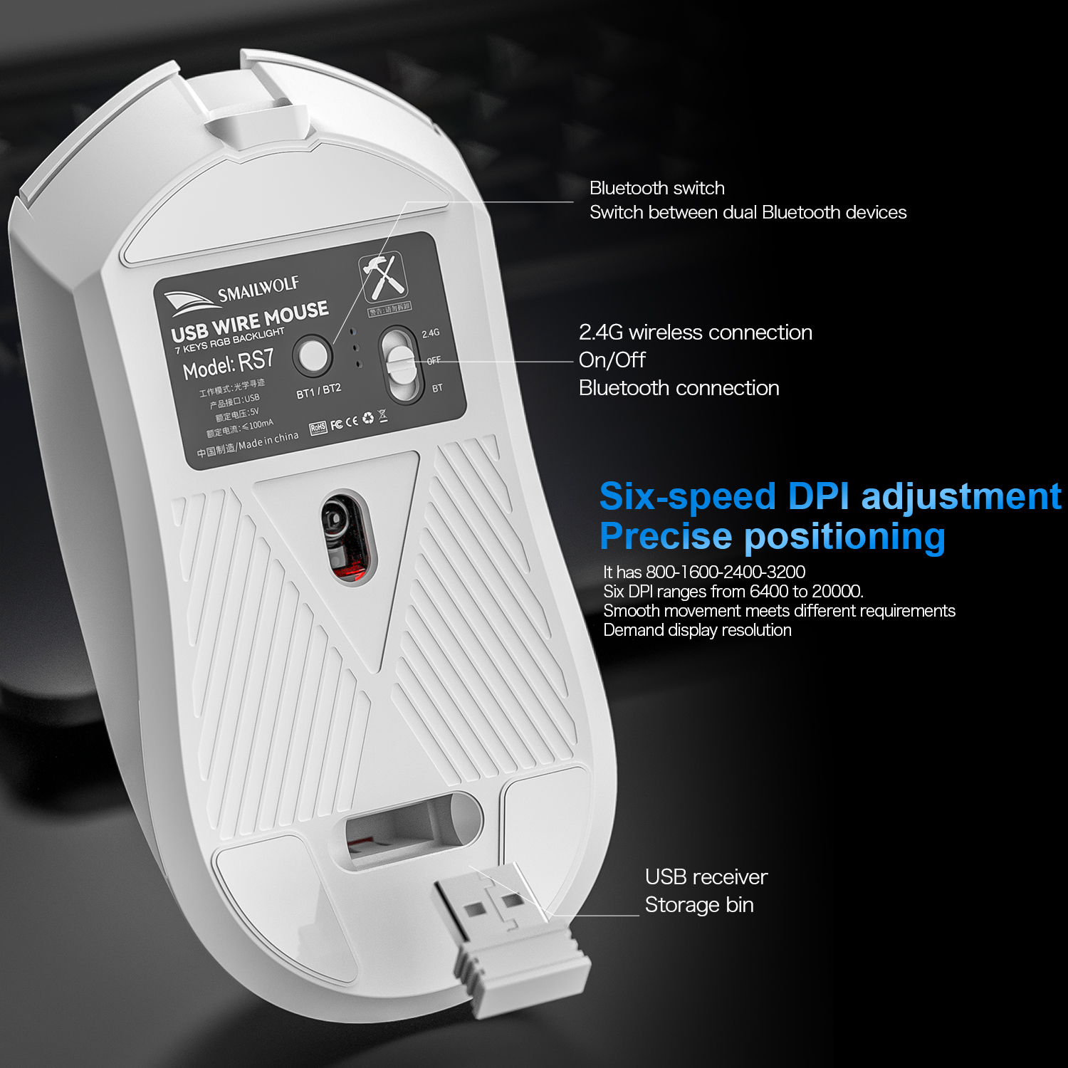 SMAILWOLF RS7 Bluetooth wirele - Esports Gaming Mouse Wireless บทวิจารณ์และราคา
